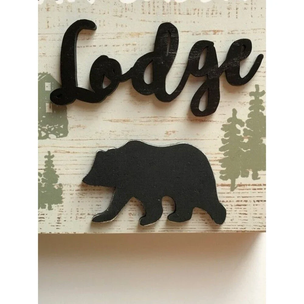 Bear Creek Lodge Sign Shelf Sitter Rustic Cabin Lodge Ski Hunting Camp 8x8